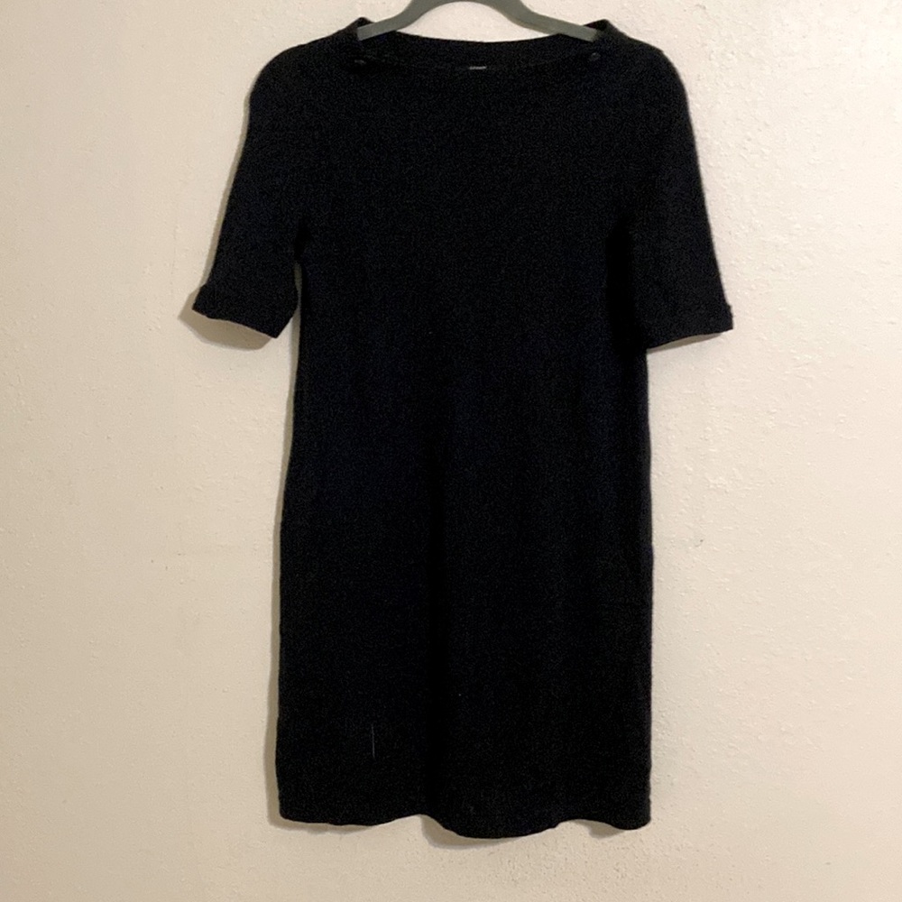 J Crew black mod style dress. Size small. 100% wool